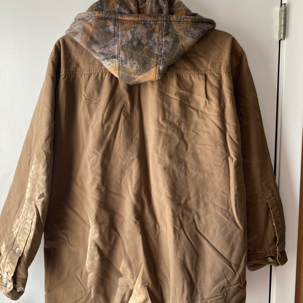 Men's Tan Military Field Jacket with Hood - Picture 2 of 3